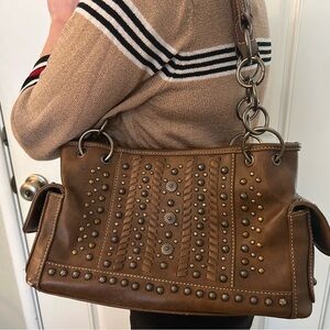 AMERICAN BLING Studded Brown Handbag